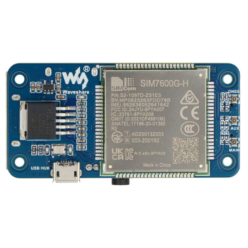 SIM7600G-H 4G HAT (B) für Raspberry Pi, LTE Cat-4 4G / 3G /