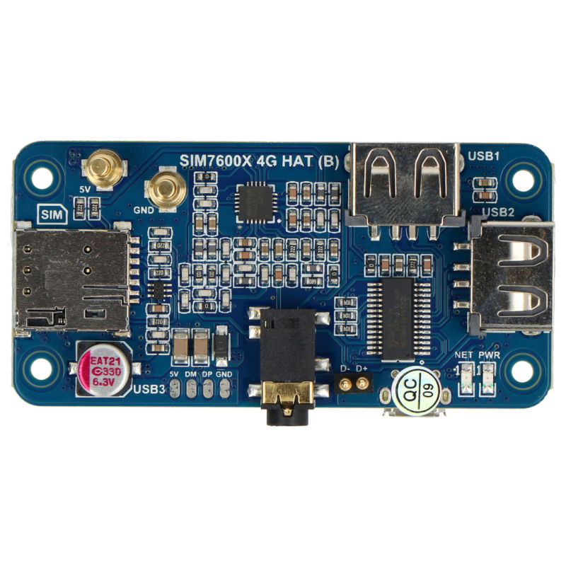 SIM7600G-H 4G HAT (B) für Raspberry Pi, LTE Cat-4 4G / 3G /