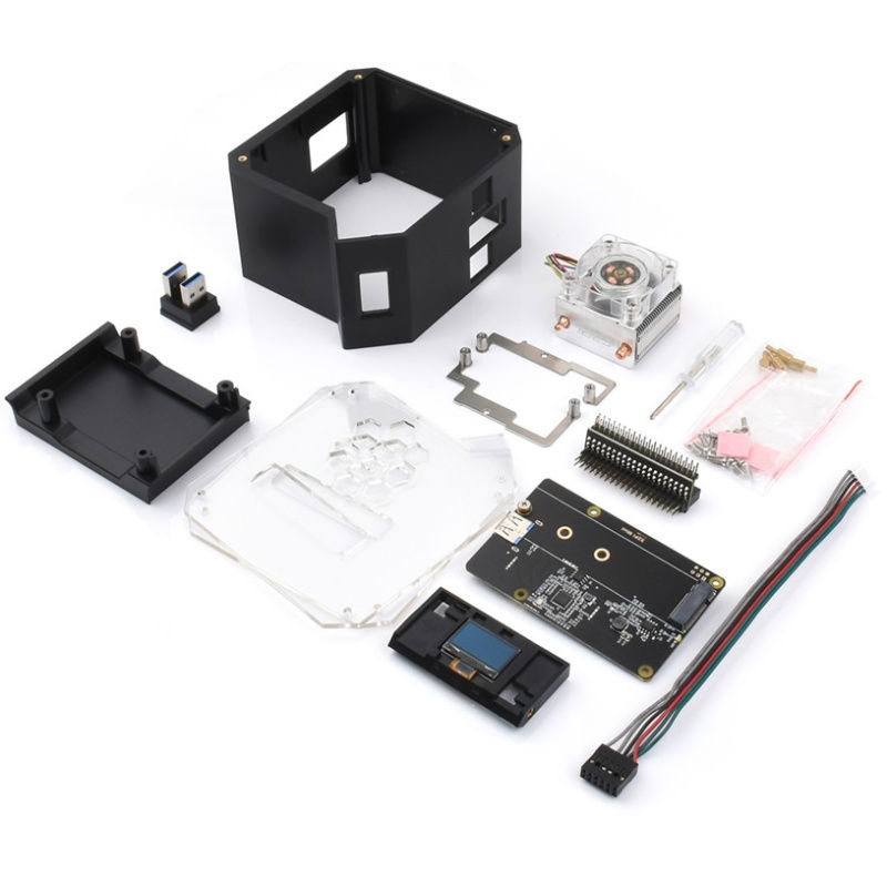 Mini Tower NAS Kit for Raspberry Pi 4B OLED Screen