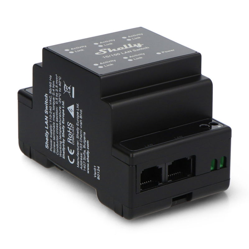 Przełącznik Ethernet z 5 portami RJ45 Shelly LAN Switch