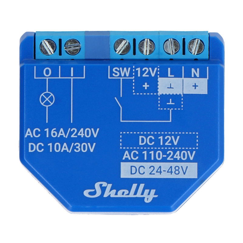 Shelly Plus 1 - Relais 12V/24V-48V DC / 240VAC WiFi 16A -