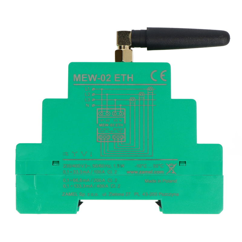 MONITOR ENERGII ELEKTRYCZNEJ WI-FI 3F+N TYP MEW-02 ETH/SC-16