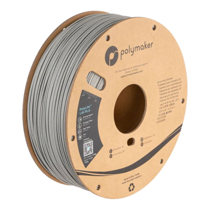 Filament Polymaker PolyLite LW-PLA Grey 1,75mm 0,80kg