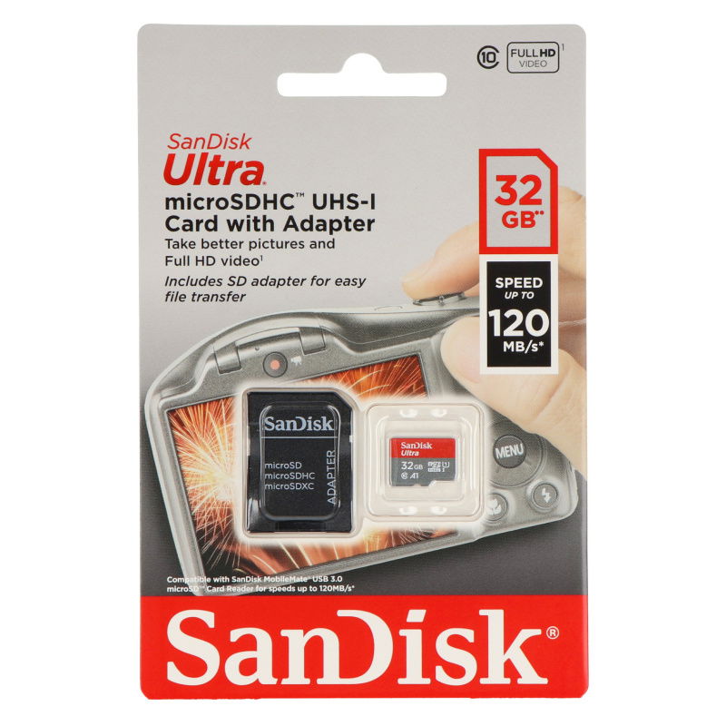 SanDisk Ultra 653x microSD Speicherkarte 32GB 120MB/s UHS-I