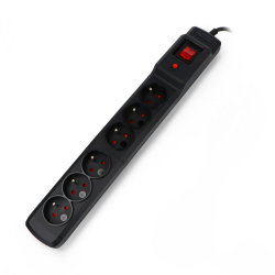 Steckdosenleiste mit Sicherung Arcon M6 schwarz - 6 Steckdosen - 3m