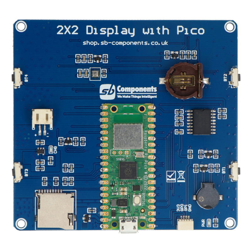 2x2 Display Board Powered with Raspberry Pi Pico (kwadratowe