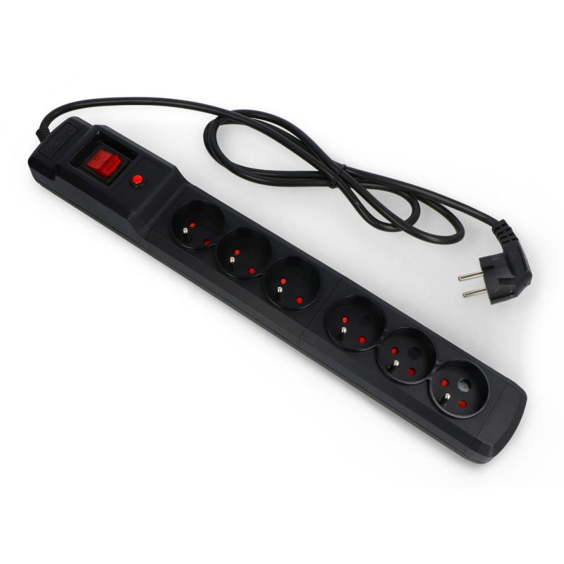 Steckdosenleiste mit Sicherheit Arcon Multi M6 schwarz - 6 Steckdosen