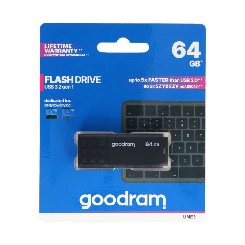 GoodRam Flash Drive - USB 3.2 Pendrive - UME3 schwarz 64GB