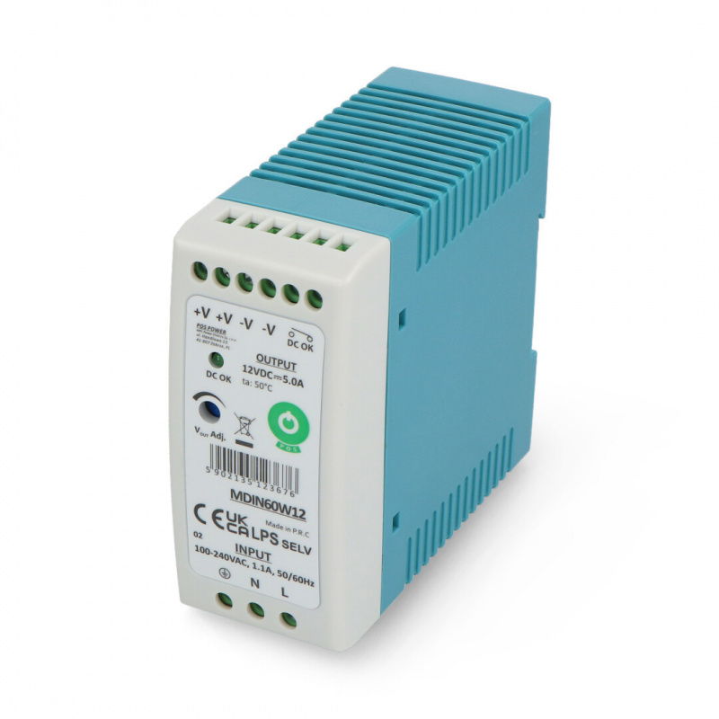 MDIN60W12 Netzteil für eine DIN-Schiene - 12V / 5A / 60W