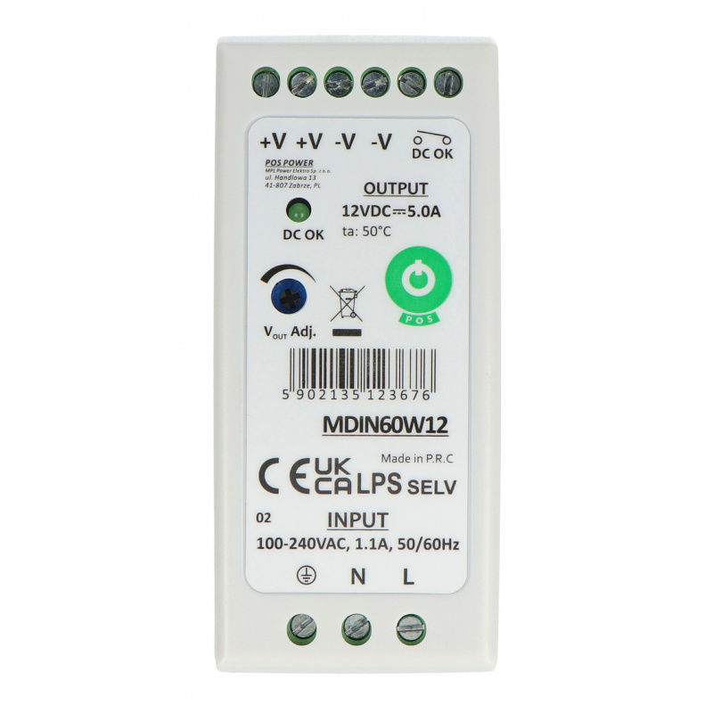 MDIN60W12 Netzteil für eine DIN-Schiene - 12V / 5A / 60W