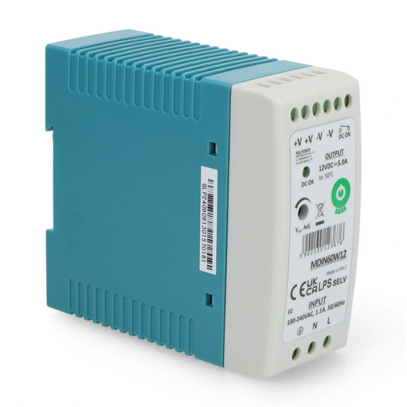 MDIN60W12 Netzteil für eine DIN-Schiene - 12V / 5A / 60W