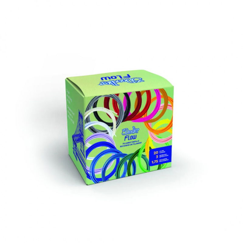 20 zwojów po 3m żywych kolorów filamentu PLA 1,75mm dla