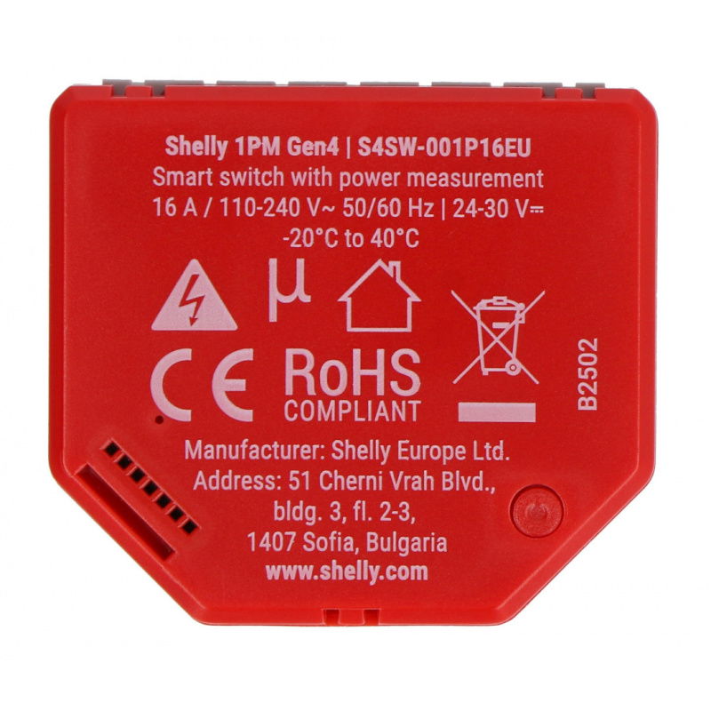 Sterownik Shelly 1 PM Gen4 Zigbee/Matter