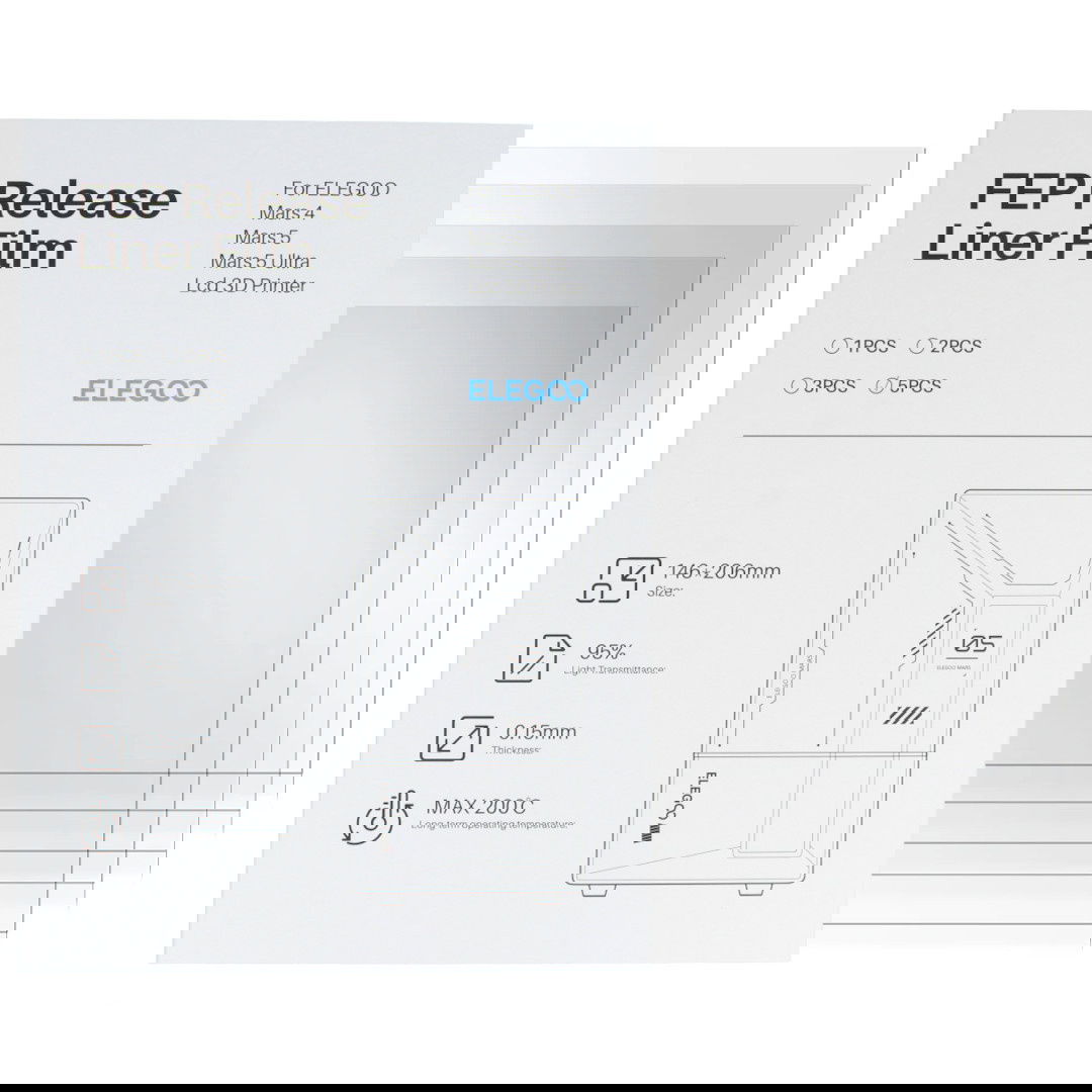 FEP-Folie für Elegoo Mars 4/5/5 Ultra 3D-Drucker - 206x146mm -