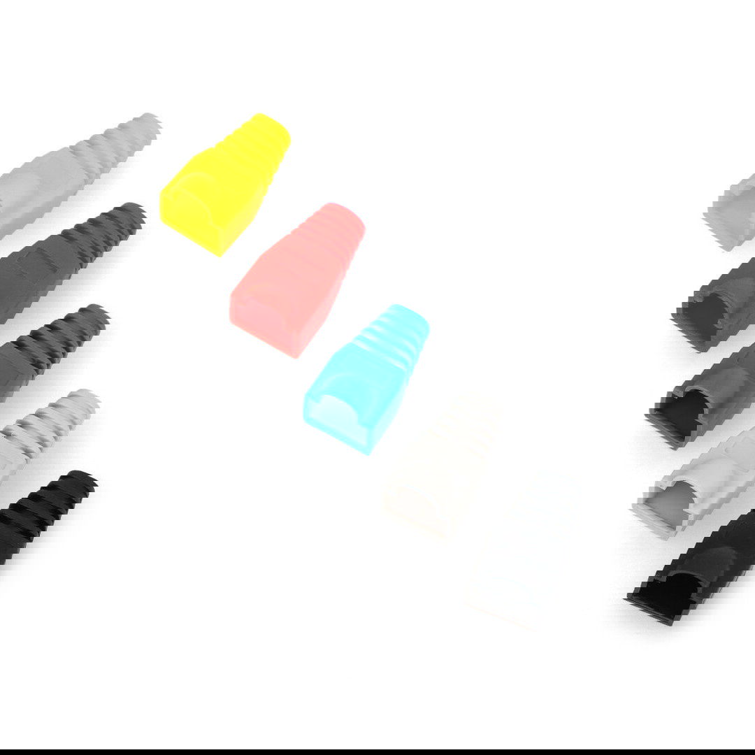Set mit farbigen Abdeckungen für RJ45-Stecker - 50 Stück.