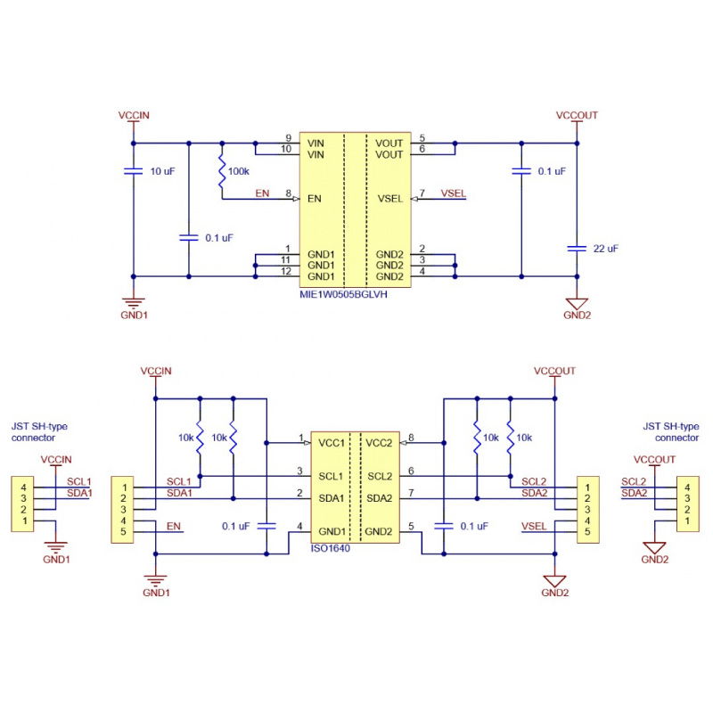 Pololu I2C Isolator with Isolated Power and Connectors