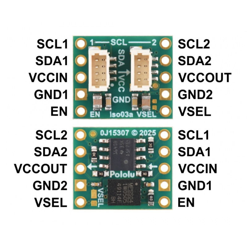 Pololu I2C Isolator with Isolated Power and Connectors