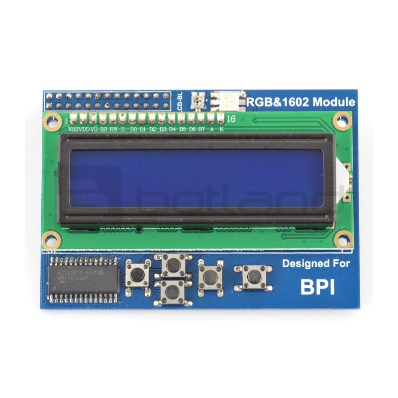 16x2 LCD-Display mit Tastatur und RGB-LED für Banana Pi