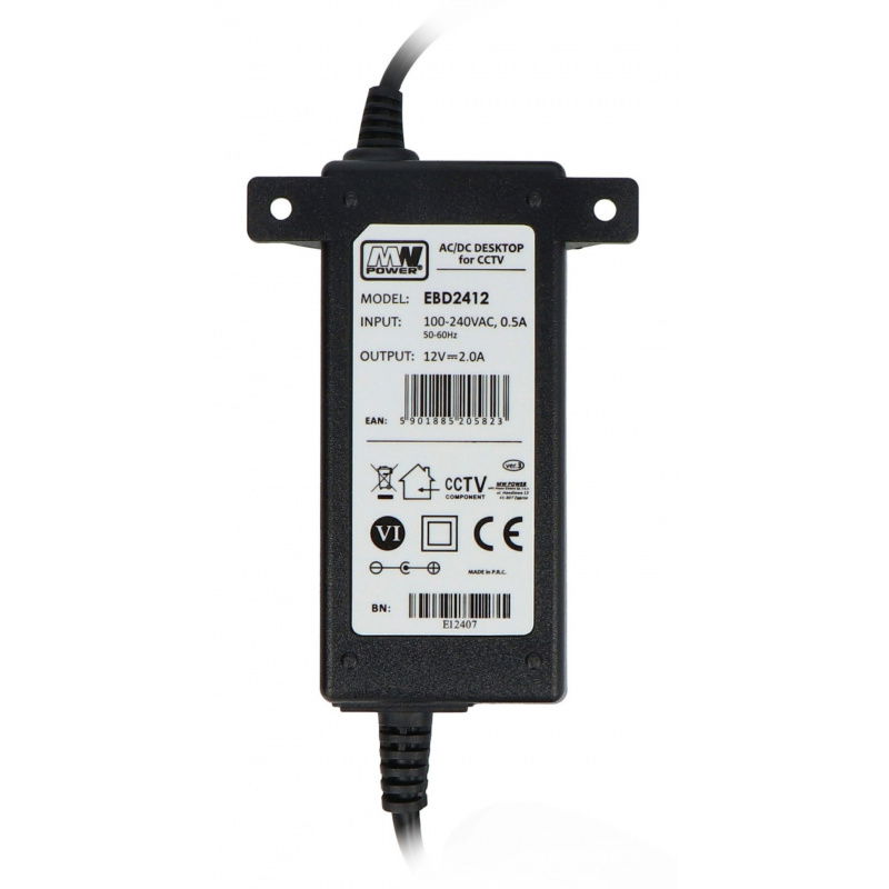 Schaltnetzteil MW Power EBD2412 12V/2A - DC 5,5/2,1mm Stecker