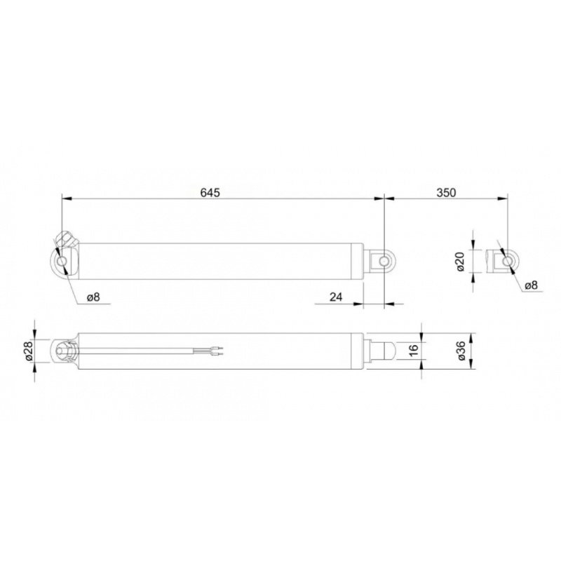 Siłownik tubowy 12V TLA-2 2000N 9mm/s