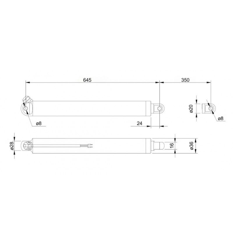 Siłownik tubowy 12V TLA-2 2000N 9mm/s