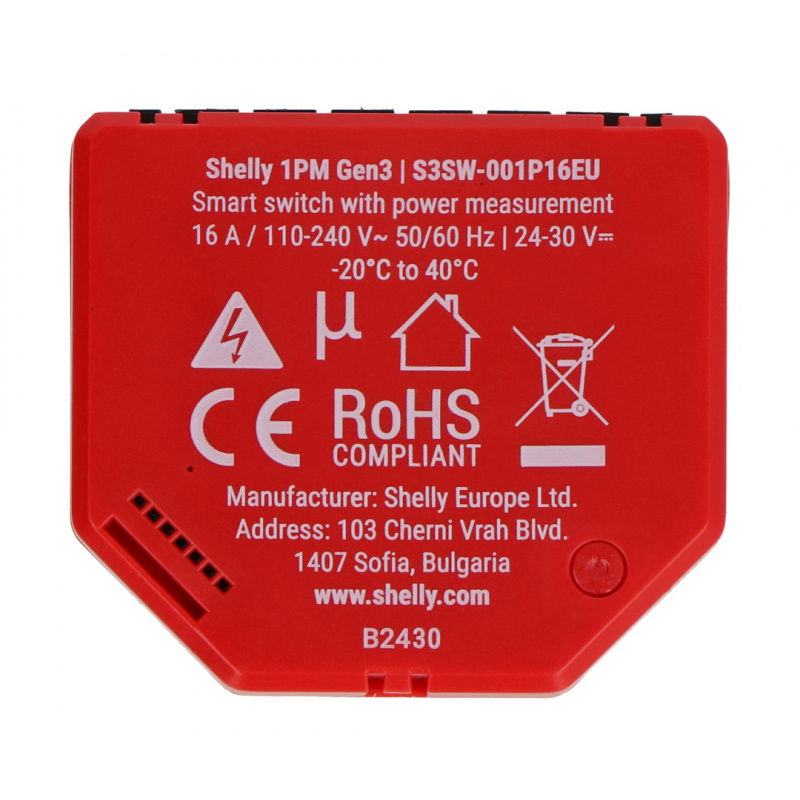 Zestaw 4 Sterowników Shelly 1PM Gen3 WiFi/Bluetooth