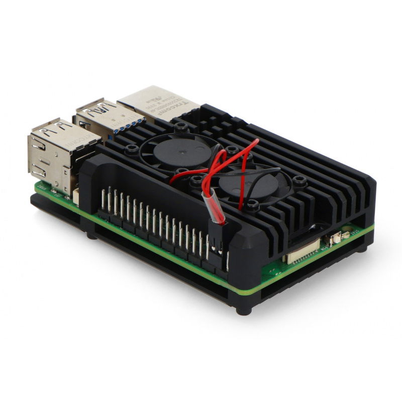 JustPi Gehäuse für Raspberry Pi 5 mit zwei Lüftern - Aluminium