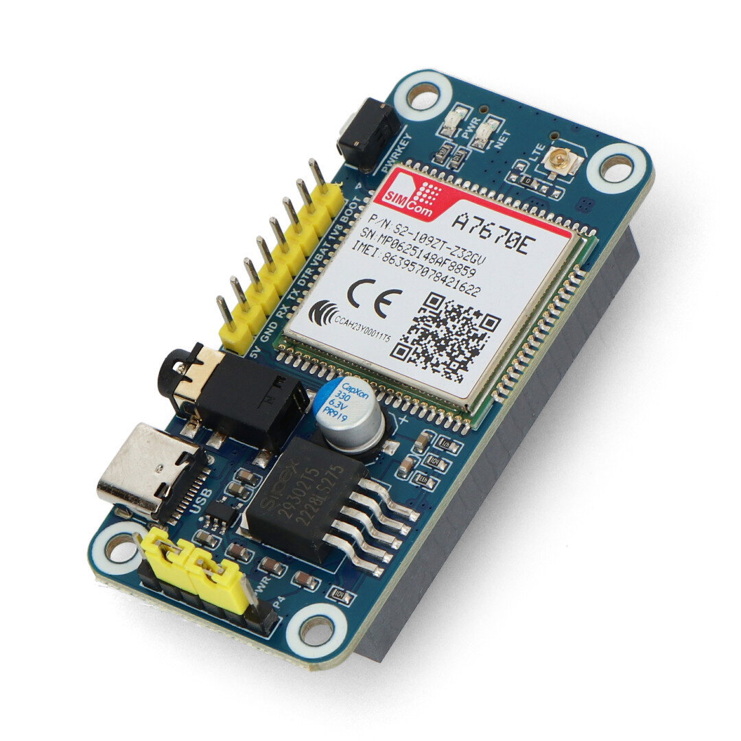 A7670E LTE Cat-1 HAT für Raspberry Pi, Multi Band, 2G GSM / GPRS, LBS - Funkkommunikationsmodul - Waveshare 20049