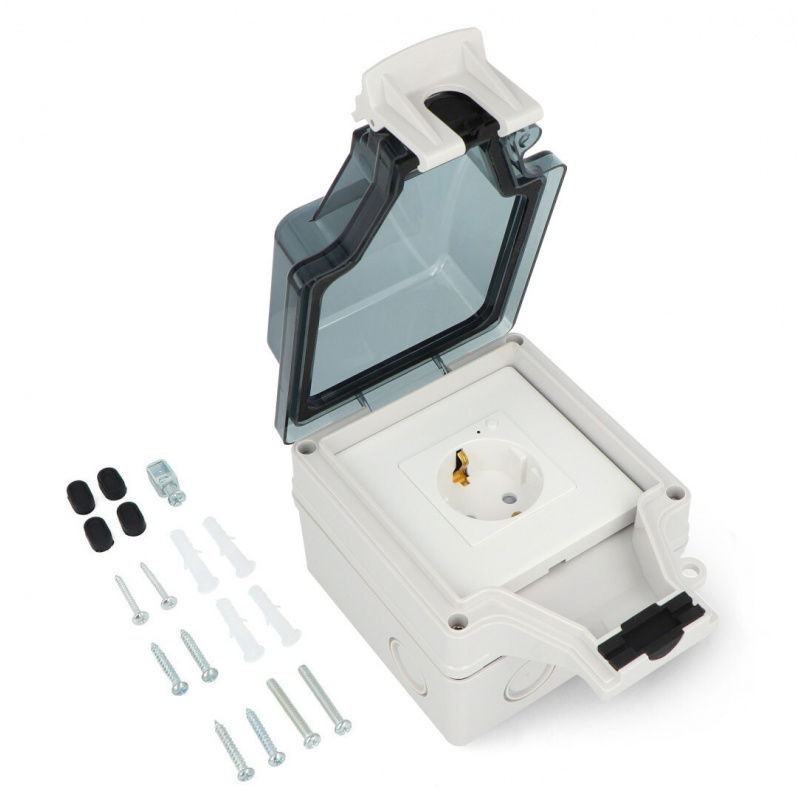 RTX Gniazdko IP67 zewnętrzne natynkowe do ogrodu POMIAR ENERGII