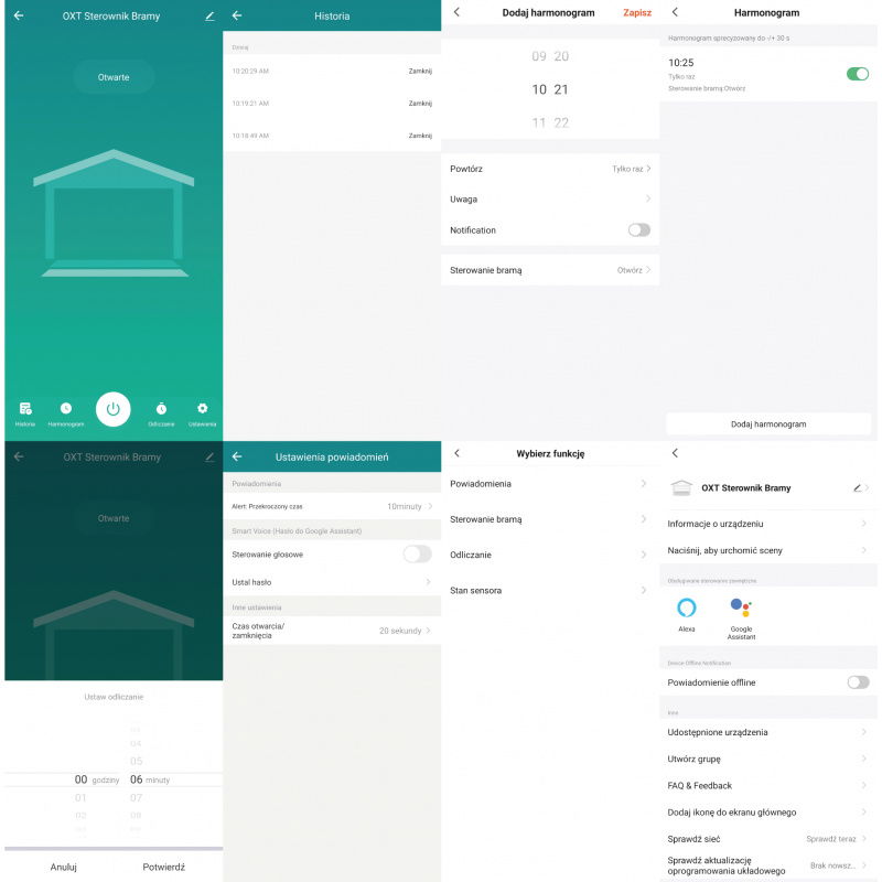 Tuya - jednokanałowy sterownik bram WiFi z anteną i sensorem -