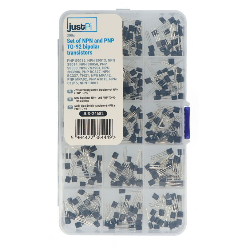 Zestaw tranzystorów bipolarnych NPN i PNP TO-92 - 15 wartości -