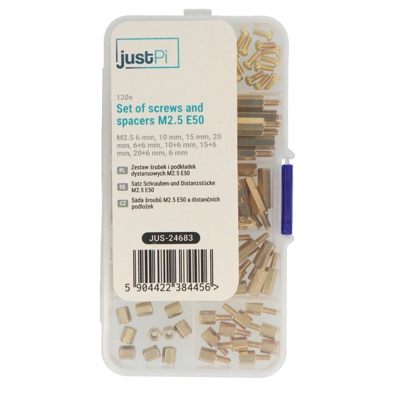 Zestaw śrubek i podkładek dystansowych M2,5 E50 - 120 elementów