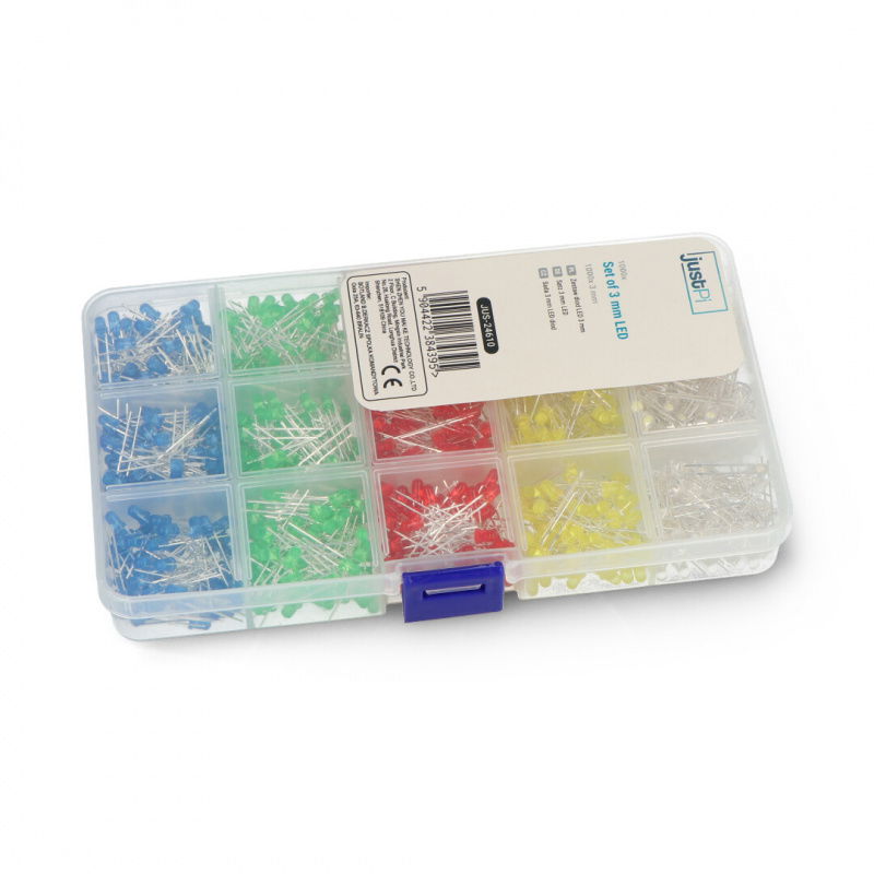 Zestaw diod LED 3mm - 1000szt. + organizer