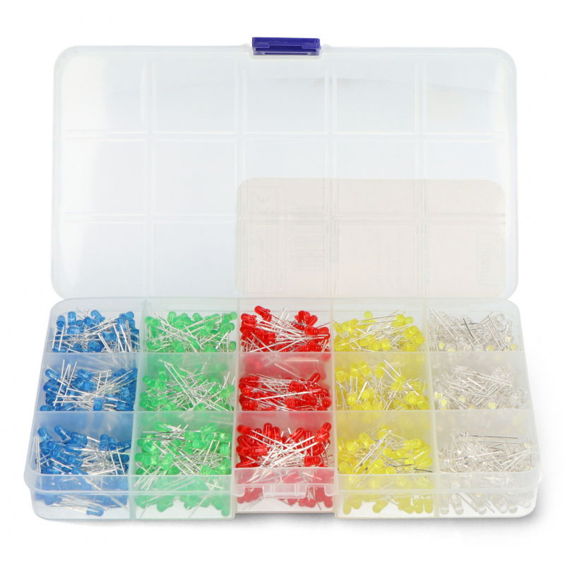 Zestaw diod LED 3mm - 1000szt. + organizer