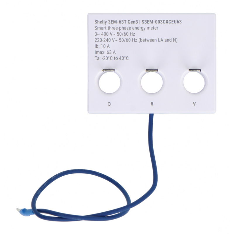 Shelly 3EM-63T Gen3 Miernik energii 1/3-kanałowy Wi-Fi