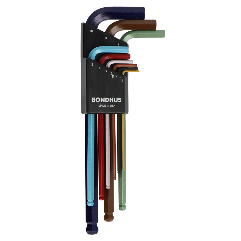 Zestaw imbusów 1,5 - 10 BONDHUS - długie, z kulką, kolor [9 cz.]