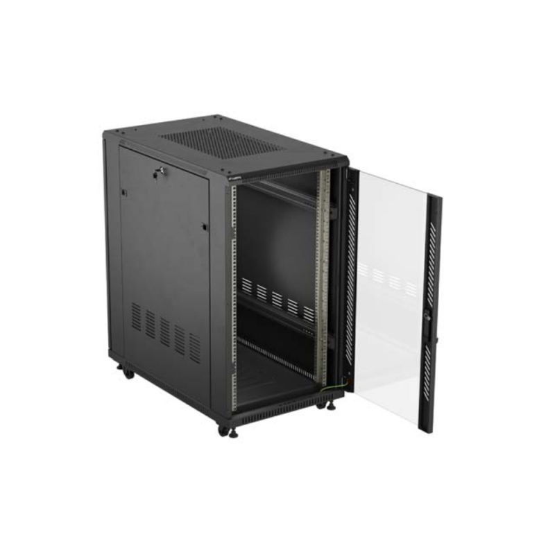 SZAFA INSTALACYJNA RACK STOJĄCA 19" 22U 600X1200 CZARNA DRZWI