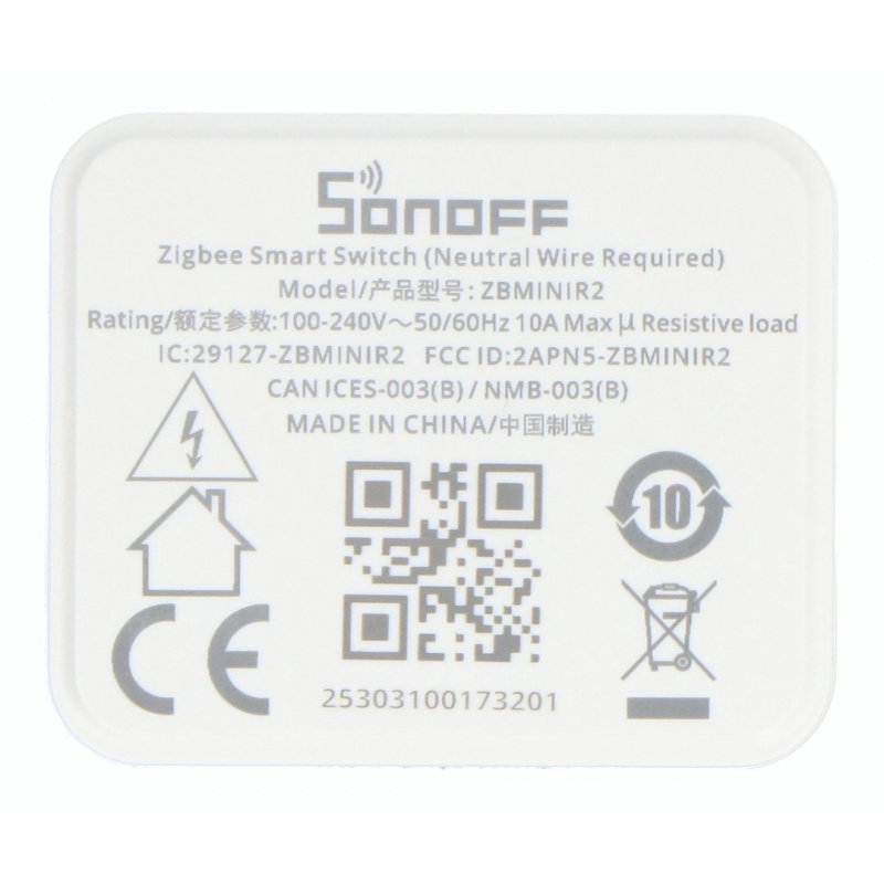 Sonoff ZBMINIR2 - Einkanal-Minischalter - ZigBee -