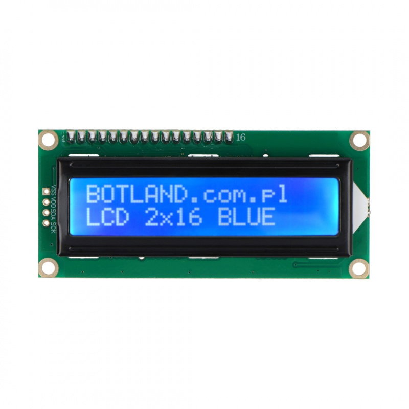 LCD-Display 2x16 Zeichen blau mit Anschlüssen - justPi