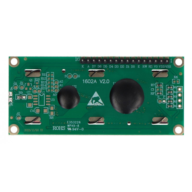 LCD-Display 2x16 Zeichen blau mit Anschlüssen - justPi