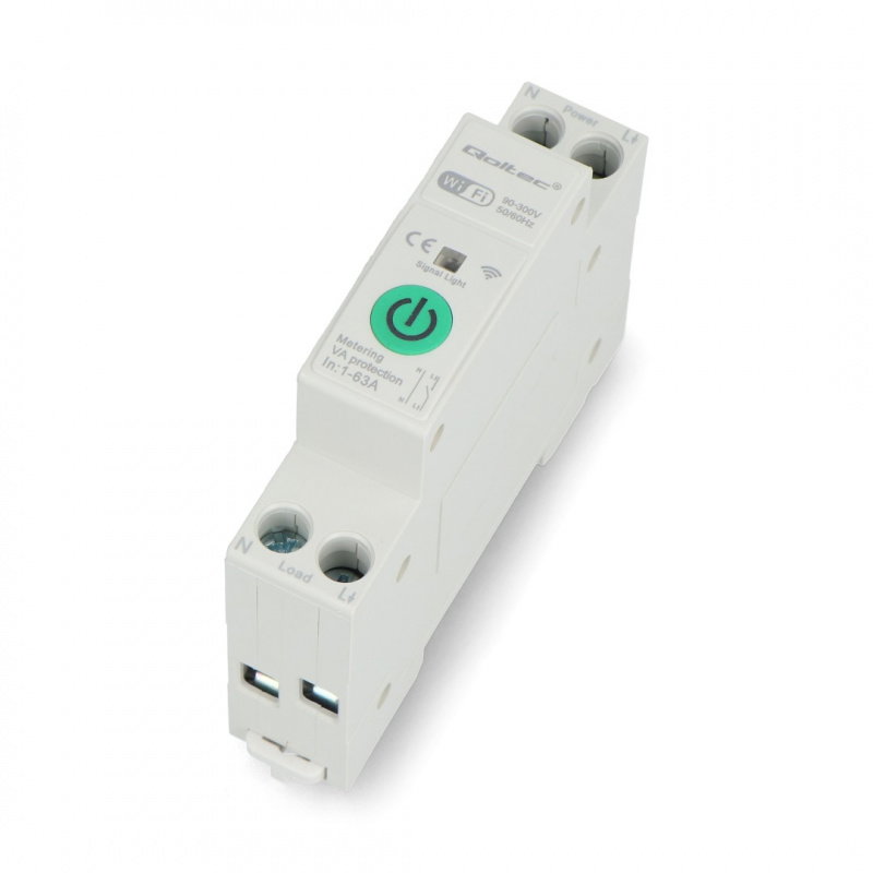 Qoltec Przekaźnik 63A na szynę DIN z licznikiem energii