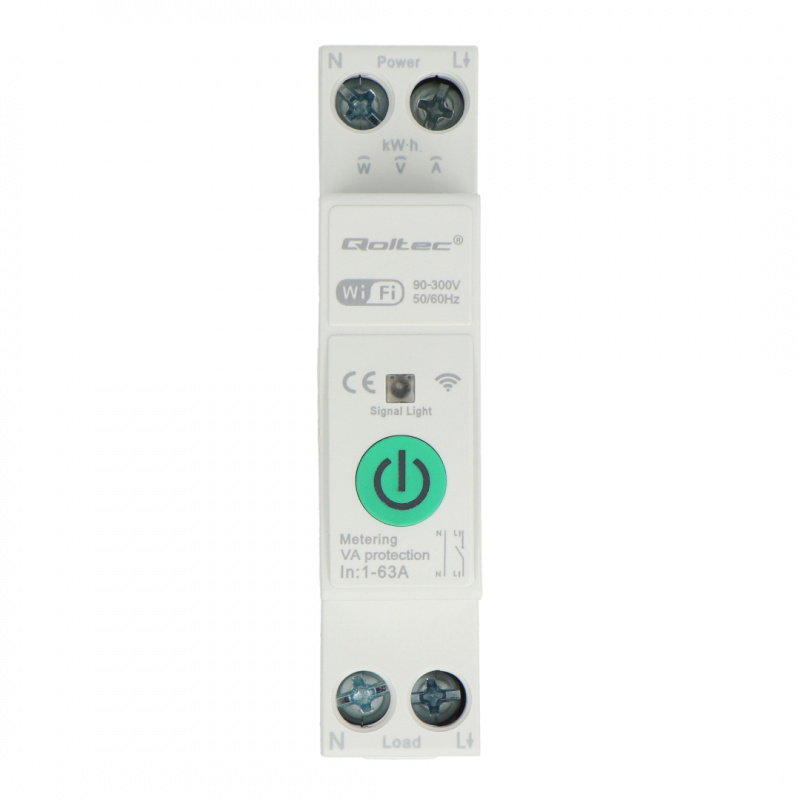 Qoltec Przekaźnik 63A na szynę DIN z licznikiem energii