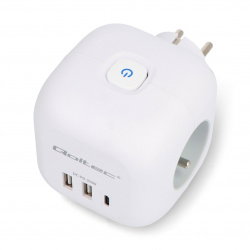 Qoltec Kostka zasilająca przedłużacz 6w1 z podświetlanym