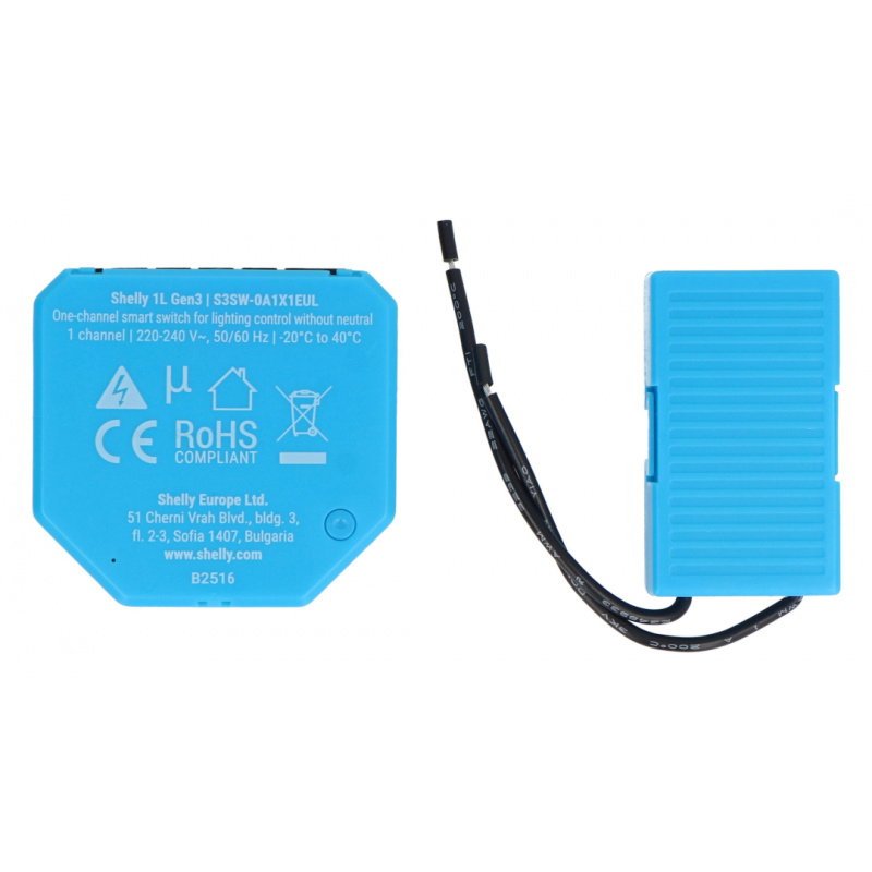 Shelly 1L Gen3 - 1-kanałowy przekaźnik 230VAC bez N -