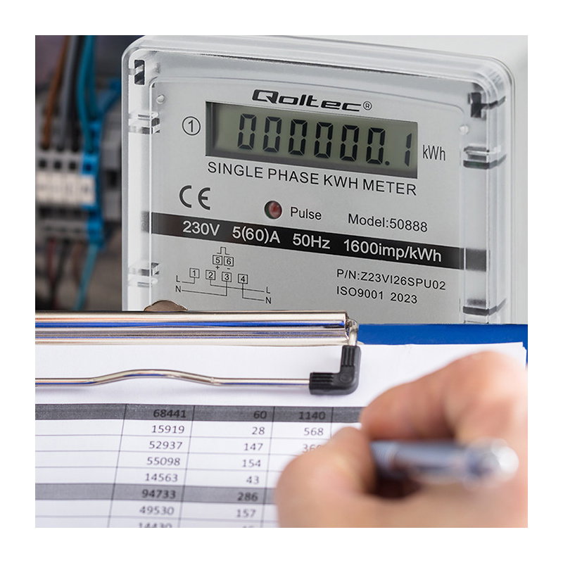 Qoltec Jednofazowy elektroniczny licznik | miernik zużycia