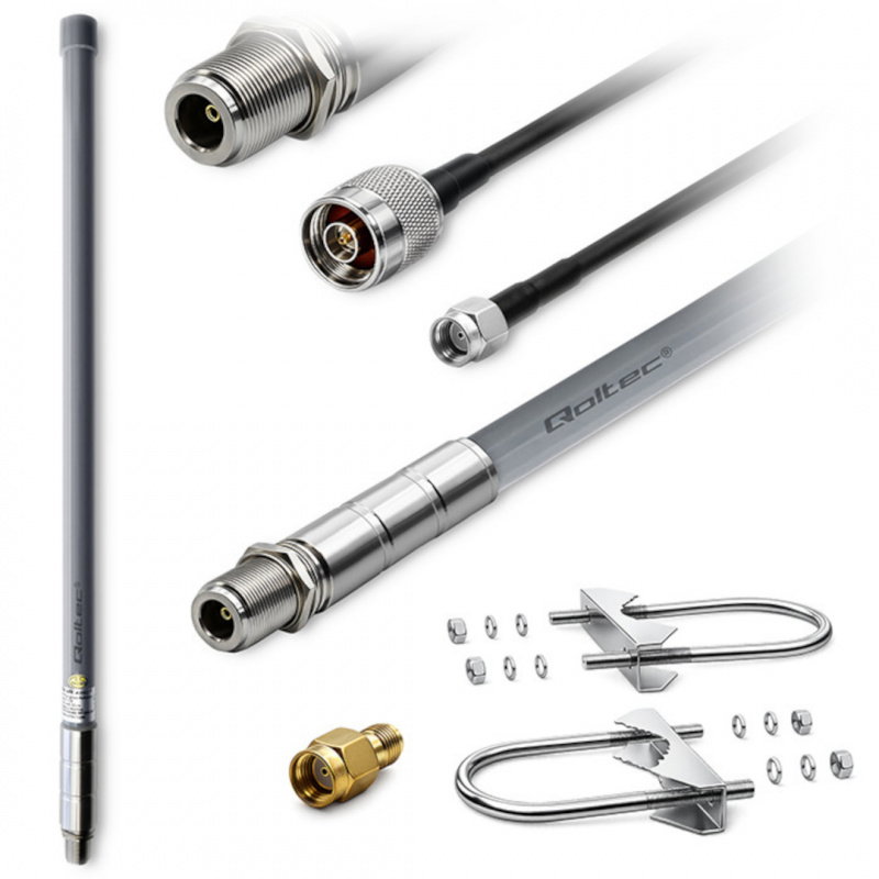 Qoltec Zestaw Antena LoRa | 5.8 dBi + kabel zasilający