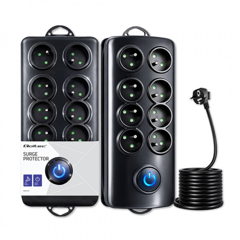 Qoltec Listwa zasilająca antyprzepięciowa | 8 gniazd | 2.5m |