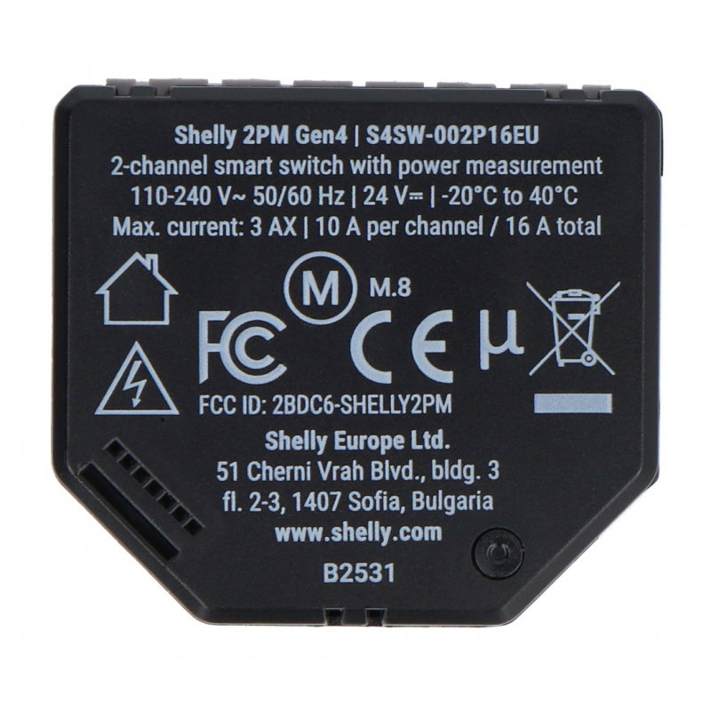 Przekaźnik SHELLY 2PM Gen4 Zigbee Matter 2-kanałowy