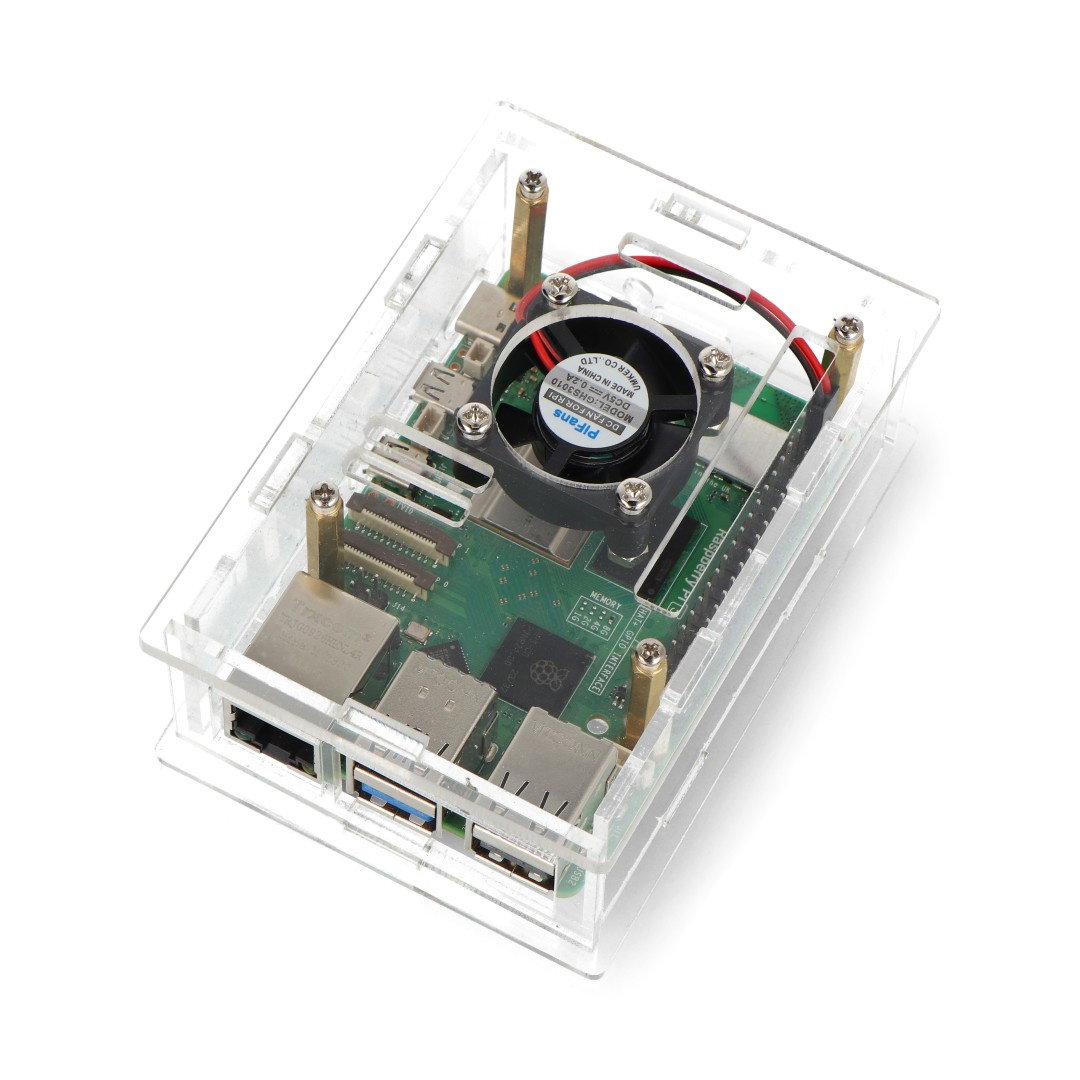 Raspberry Pi 5 Gehäuse – Offen mit Lüfter – Transparent