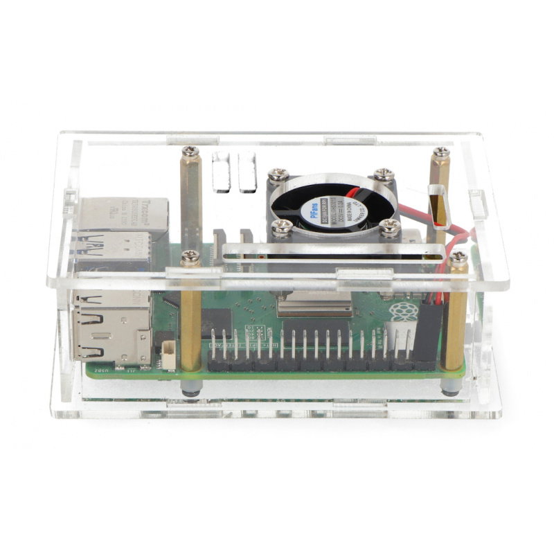 Gehäuse für Raspberry Pi 5 - offen mit Lüfter - transparent